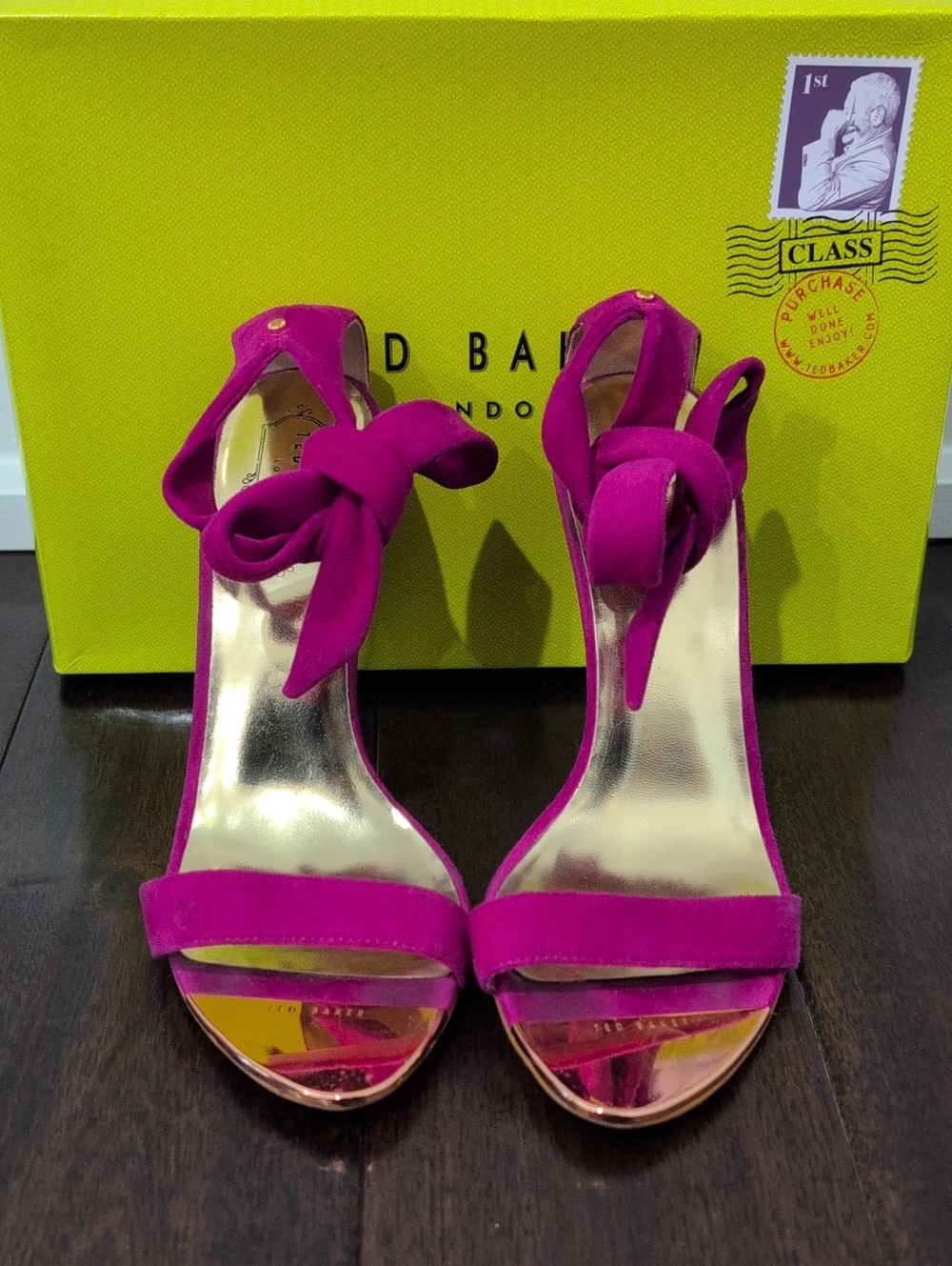 Ted Baker Hot Pink Bow Ankle-Strap Heels